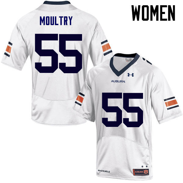 Auburn Tigers Women's T.D. Moultry #55 White Under Armour Stitched College NCAA Authentic Football Jersey DCT6374ER